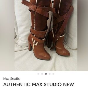 Max Studio Tan and Brown Heeled Boots
